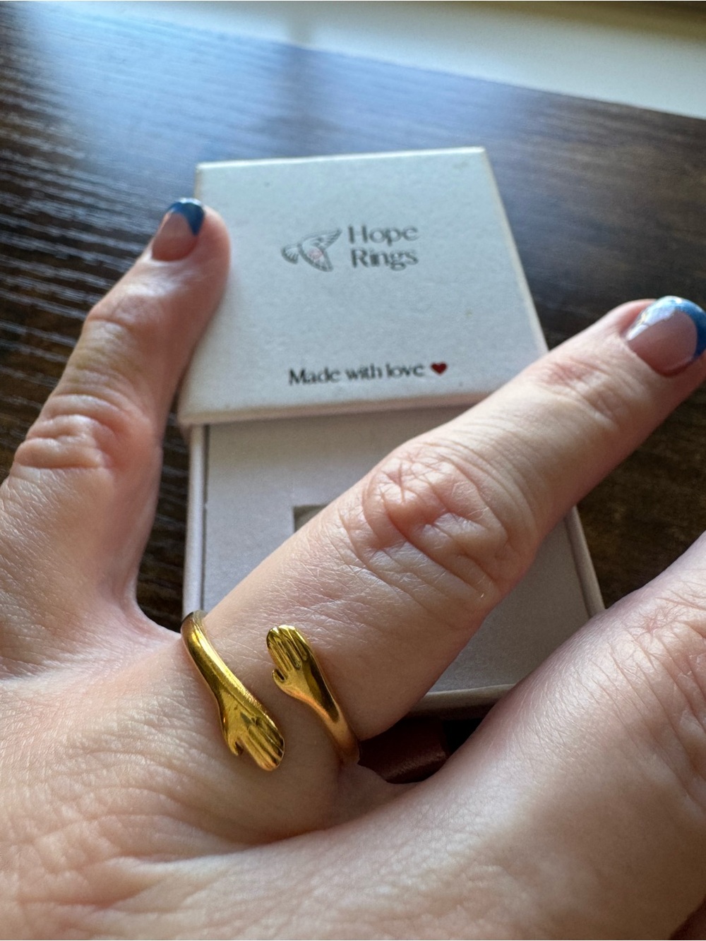 Hope Rings Gold Hug Ring Adjustable Size 7 (US)